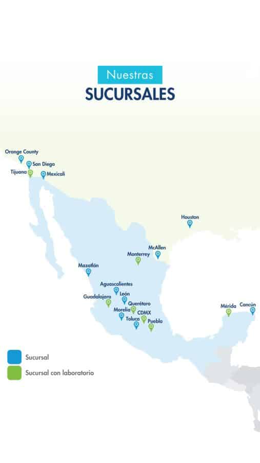 mapa de sucursales Ingenes en México
