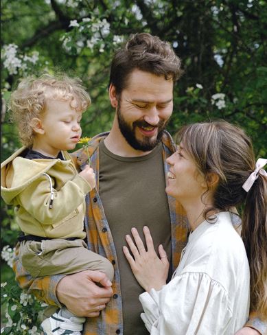 Happy family mom dad