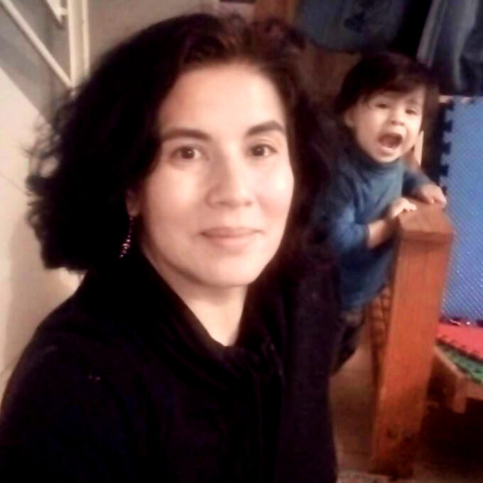 Lluvia with her baby after IVF at 40