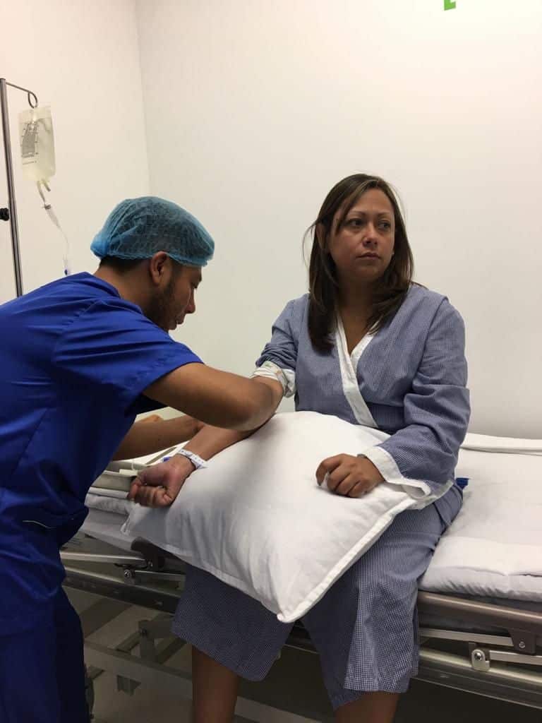 Mature woman having blood tests in IVF