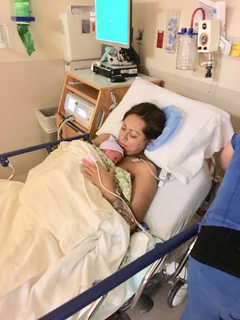Family celebrating birth