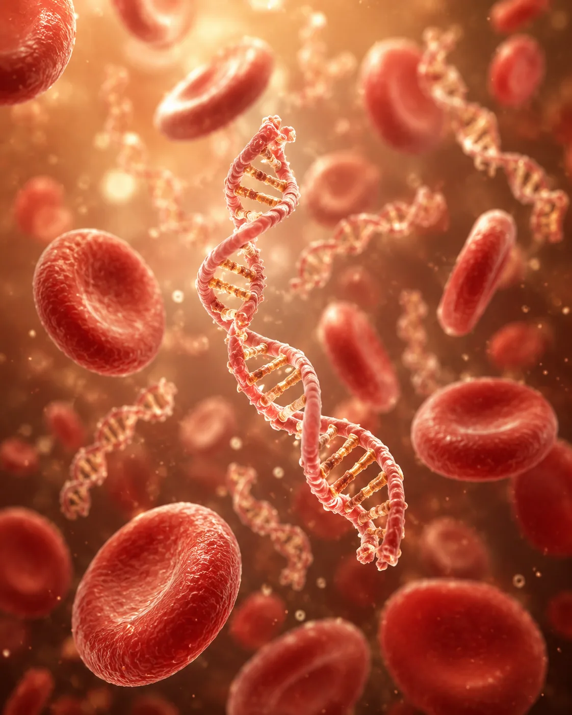 3D illustration of free fetal DNA circulating in the maternal bloodstream, the basis of the Clarix™ non-invasive prenatal test