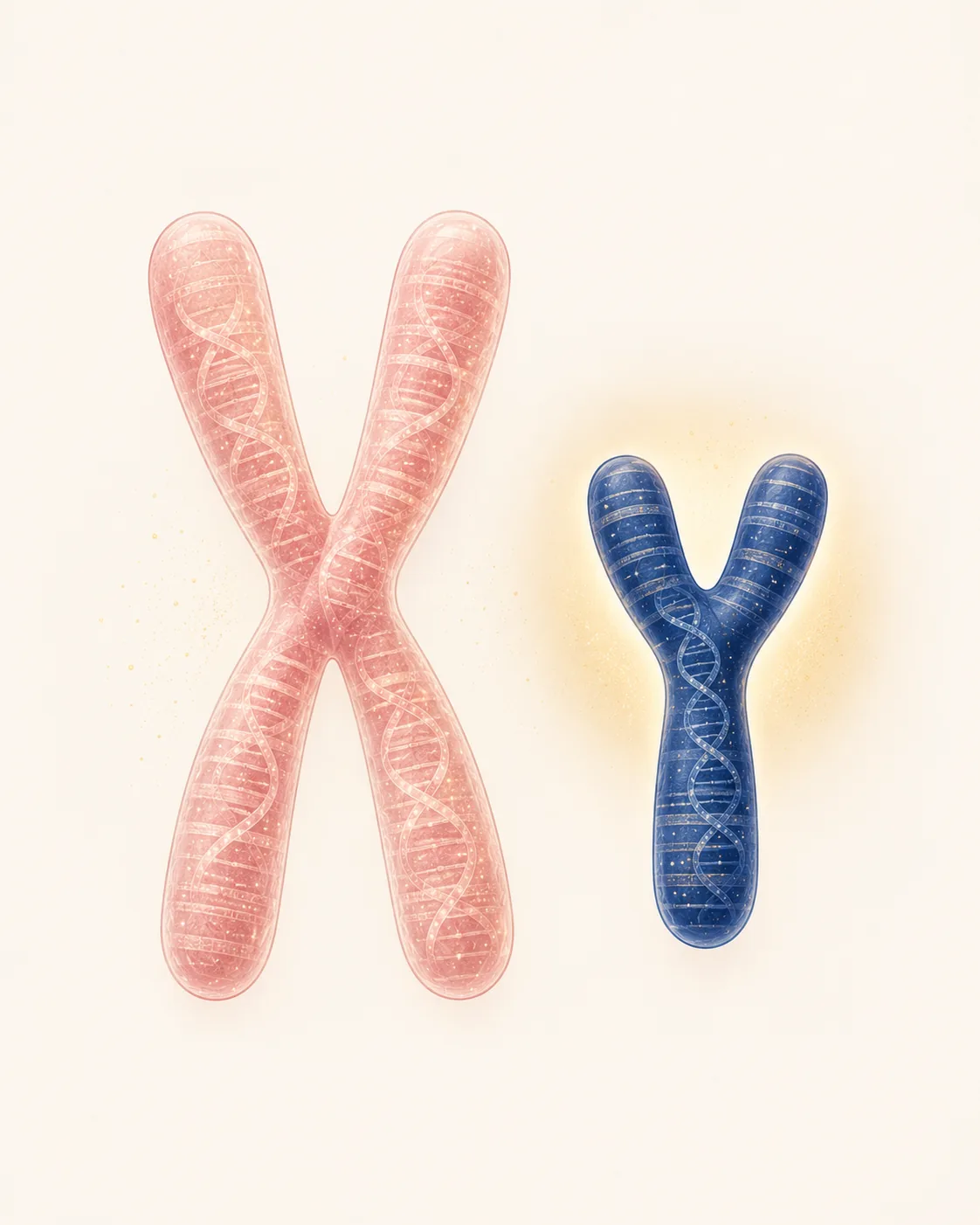 Illustration of X and Y sex chromosomes, highlighting the structural difference that allows Eligender™ to distinguish XX from XY embryos