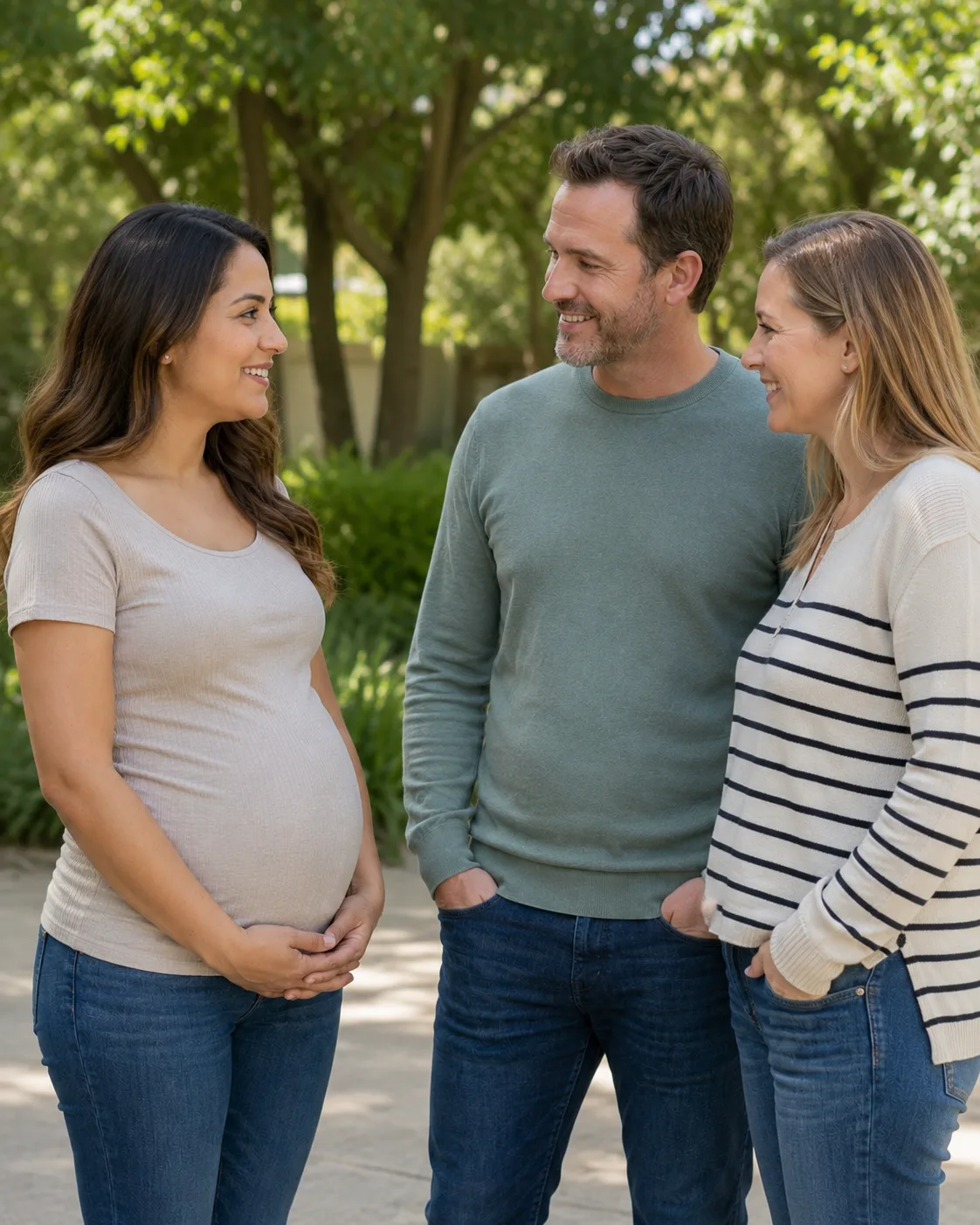 Mexican surrogate alongside a heterosexual couple, intended parents in the Surrogate Mexico program