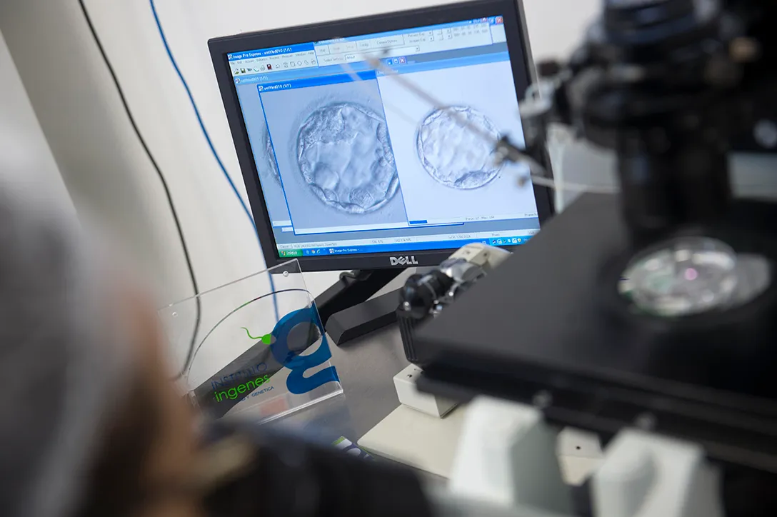 Especialista de Ingenes trabajando en el laboratorio de vitrificación de óvulos